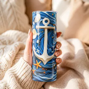 Yemaya Tumbler 20oz – Ocean Goddess Spiritual Gift | Stainless Steel Anchor Tumbler, Nautical Sea Lover, Afro-Cuban Orisha Bottle Drinkware Drinkware Beach Glass Insulated Sunflower Sunflower Reusable Washable