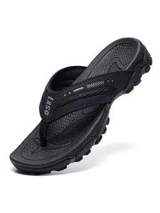 LXSO Mens Sport Flip Flops Comfort Casual Thong Sandals Indoor and Outdoor Breathable Beach Shoes Black Thick Bottom Slippers Open Toe Flip Flops, Walking Shoes Summer Footwear #outdoorfun #TikTokShopSummerTurnup #fathersdaygift