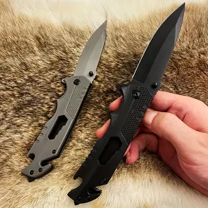 5Cr15 Pocket Knife - Durable EDC Knife with Clip, Serrated Edge & Window Breaker, Ideal for Outdoor Enthusiasts, Camping, Hunting and Emergencies - Perfect Father's Day Gift, Black