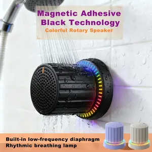 Lewinner magnetic Bluetooth speaker Flash sale water-resistant according to IPX4, with TWS pairing, RGB rhythm light and rotary knob control, portable wireless speaker for bathroom, kitchen, home, and outdoor use