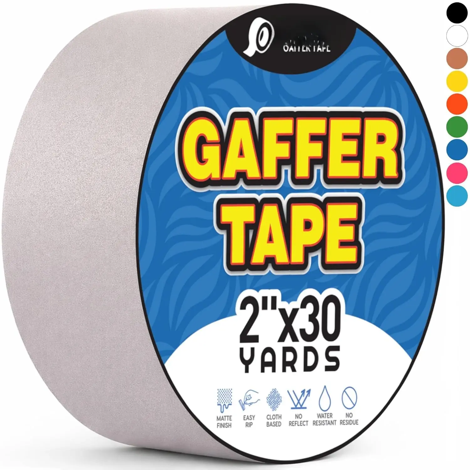 Gaffers Tape Heavy Duty, Easy to , -Free Professional Grade Floor Tape for Electrical Cords, Matte Finish Non Reflective, Weather Resistant (1, Grey, 2" x 30 Yards)
