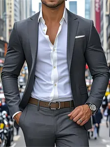 2pcs Classic Suit Set- Men's Formal Wear- High Quality, Comfortable Fit, Stylish Long Sleeve Jacket and Pants Combo for Weddings, Parties, Formal Events, Business Meetings, and Special Occasions