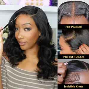 OQ HAIR Effortlessly Chic Layered Haircut Body Wave Glueless Minimalist Lace Short Wig M Cap 9x6 Lace Front Wig Bleached Knots