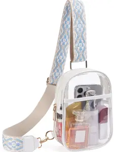 Clear Sling Bag,  Stadium Approved Crossbody Bag for Women Transparent Chest Bag with Adjustable Strap