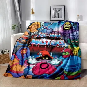 3D Masters of The Universe He-Man Anime Flannel Blanket - Premium Flannel Material Cartoon Soft Comfortable Throw for Living Room Sofa Bed Mother's Day Valentine's Day Birthday Christmas Gift