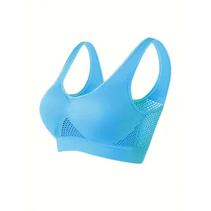 Plus Size Solid Color Seamless Sports Bra 3 Pack - Backless, No Wire, Elastic, Full Coverage, Women's Fitness Multifunctional Bra Underwear Activewear