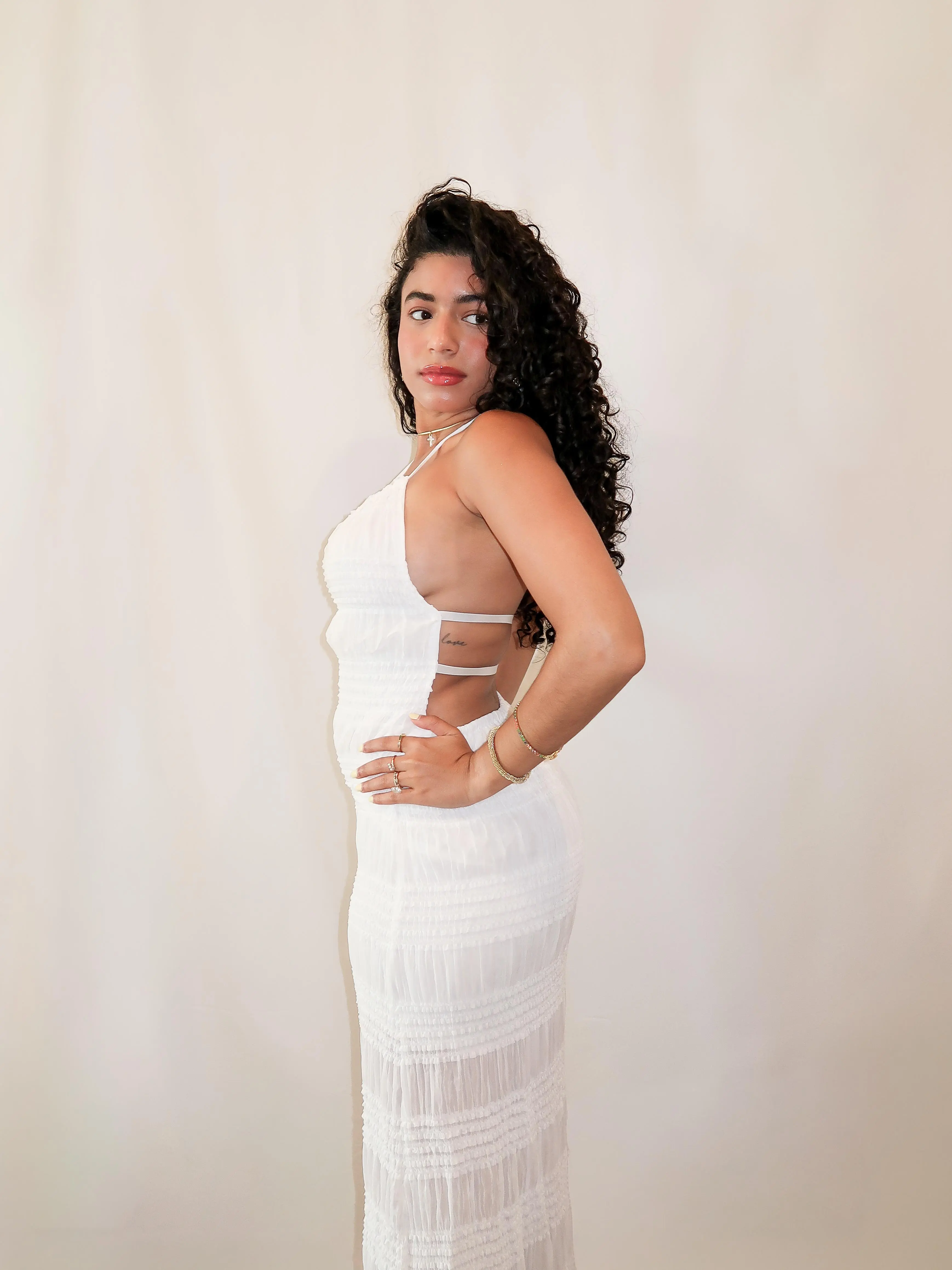 White Cove Draped Maxi Dress