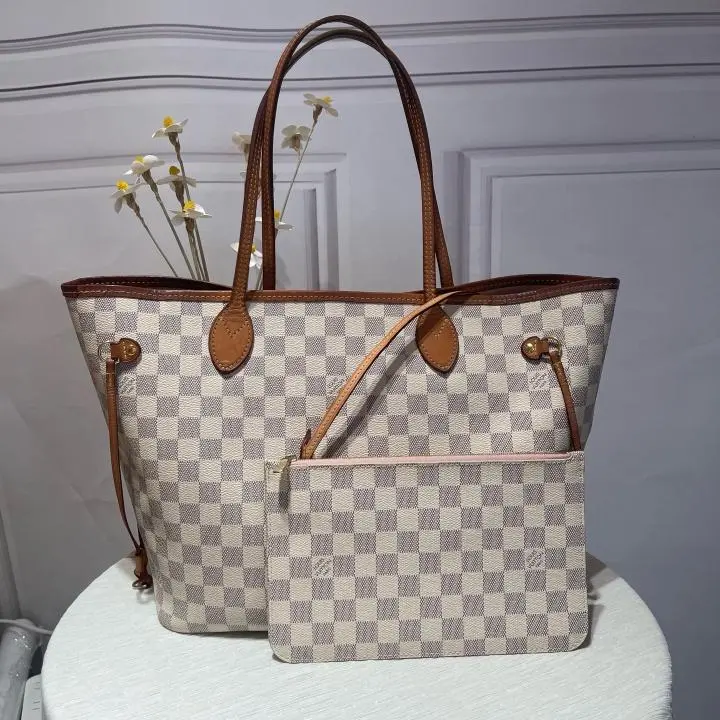 Pre-owned Louis Vuitton Neverfull MM Damier Azur Canvas with Pouch 24059720