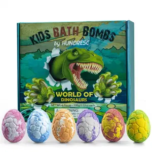 Dinosaur Egg Bath Bombs for Kids with Surprise Dinosaur Toys Inside, Christmas Gift Set, Natural Essential Oil Fizzy Spa Bath Bombs for Boys Girls