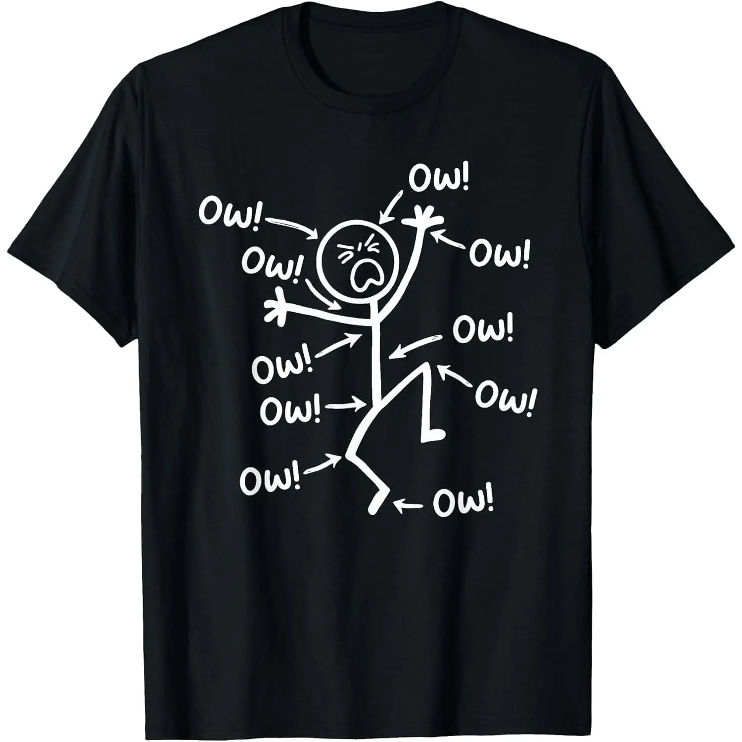 100% Cotton Funny Ow Ow Ow Ow Saying Body Pain Character Humor Sarcastic T-Shirt