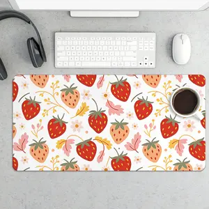 Strawberry Desk Mat Floral XXL Mouse Pad with Vibrant Fruit Design for Enhanced Desk Organization and Tidy Workspace
