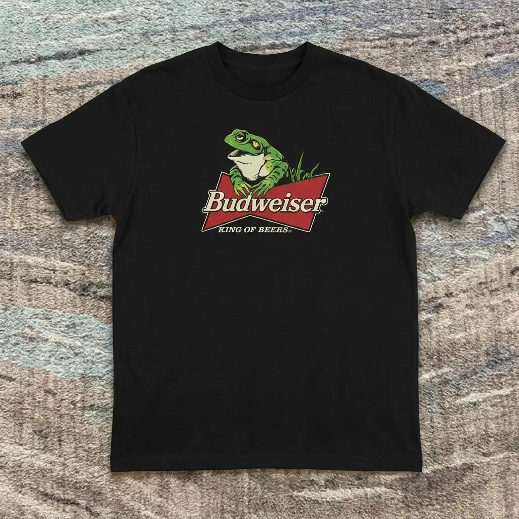 Vintage 90s Budweiser Frogs by Stanley Desantis Graphic Tee, This Buds For You Shirt, Y2K Grunge Gothic Tees, Aesthetic Shirt, King of Beers Merch, Funny Drinking Shirt, Gen Z Humor Tee, 100% Cotton Lightweight Shortsleeves, Perfect Gifts for Beer Lovers