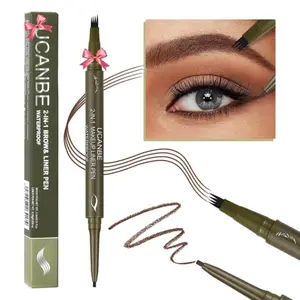 UCANBE Eyebrow Pen, Dual-Ended Eyebrow Pencil with 4-Fork-Tip & Gel Eyeliner for Women, Eye Brow Pen with Gel Eyeliner Pencil, Microblading Eyebrow Pencils with Hair Like Strokes, Light Brown Cosmetic Makeup