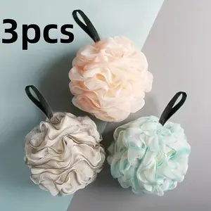 3-Piece Gradient Color Bath Sponge Set, Dual-Use Foaming Exfoliating Towel, Hanging Edge Bath Ball, Soft Comfortable Shower Accessories, Body Care Tool, Body Scrubber