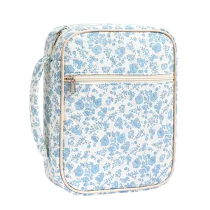 Large Bible Cover Case for Women,Quilted Bible Bag,Floral Bible Storage Bags with Zipper Pocket and Handle,Cute Bible Study Supplies Accessories for Women