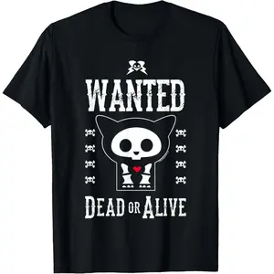 Casual Cotton shortsleeve tees Skelanimals Kit Vintage Faded Wanted Dead Or Alive Flyer T-Shirt