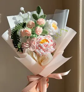 Crochet Flowers Bouquet, Home Decor, Handmade Gift, Peony, Finished Product, Birthday, Girlfriend, Mom, Grandma, Wife, Gift For Her