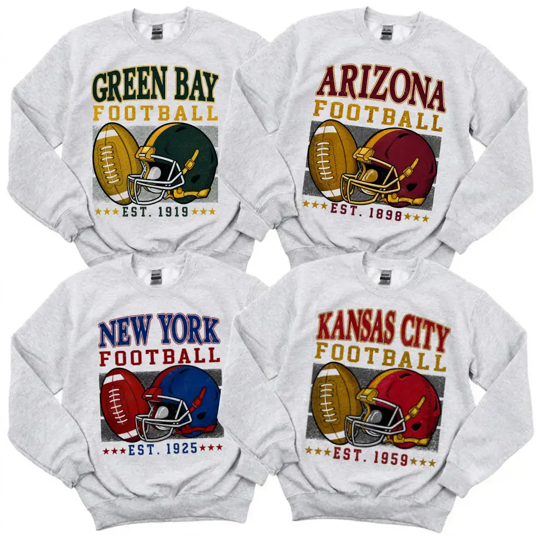 Women's Classic Long Sleeve Round Neck Teams Football Sweatshirt - Ash Grey, Black, Spandex Stretch Unisex Vintage Fan Pullover, Game Day Outfit, Gift for Men/Women, Tiktok Shop