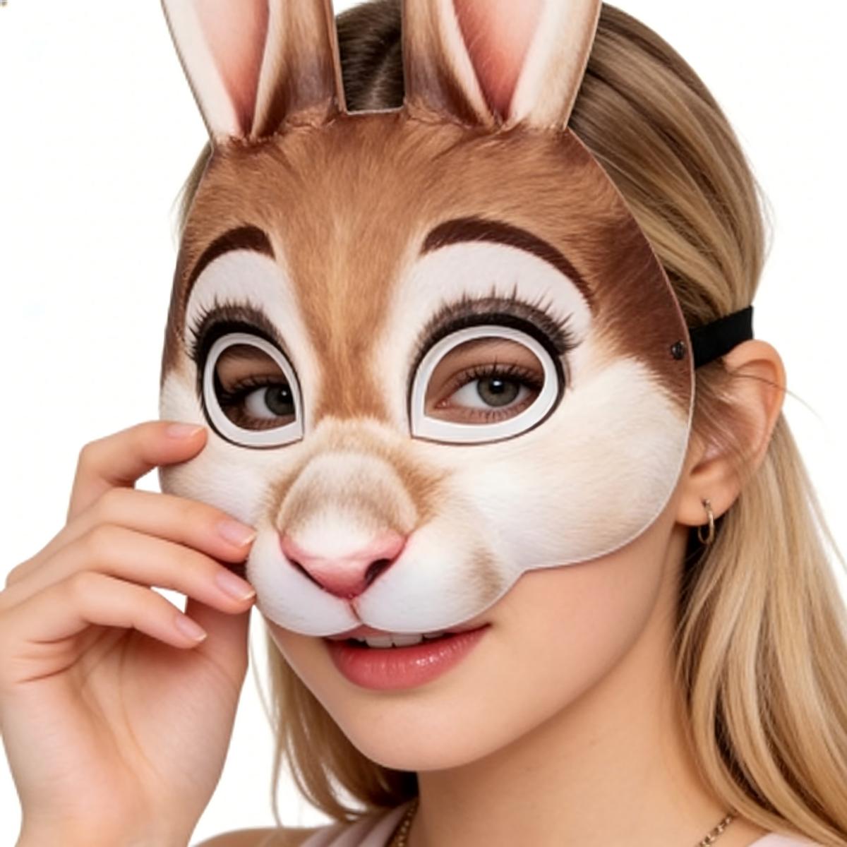 Cartoon & 3D Realistic Half Face Bunny Rabbit Mask, Cute Horror Black Animal Ear Mask, Easter Mardi Gras Halloween Cosplay Costume Accessory, Masquerade Party Decoration Prop for Adults & Kids, Carnival Birthday Game Prop Handmade black ovo confetti eggs