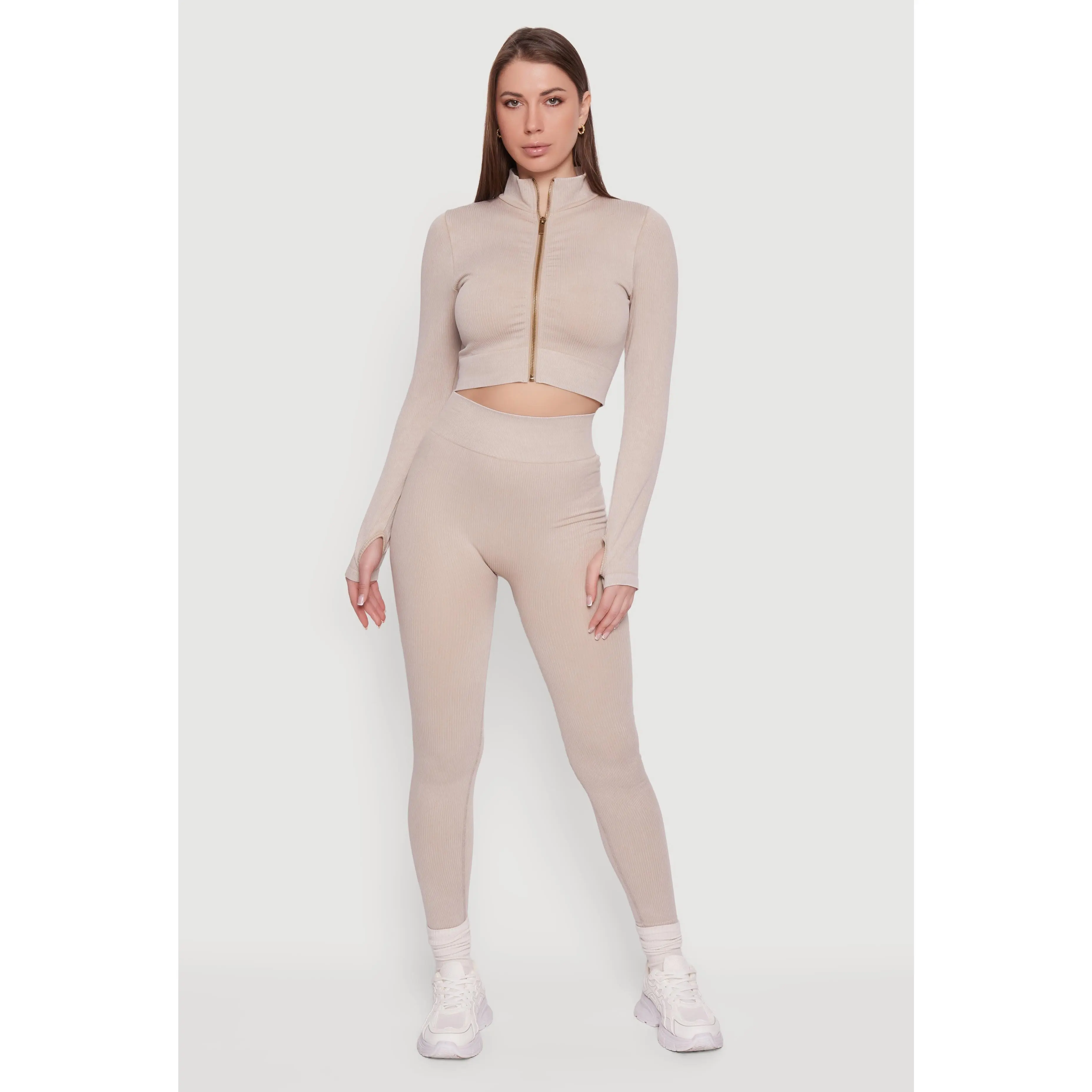Mineral Wash Seamless Ribbed High Waisted Leggings