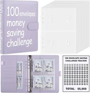 A5 Money Saving Budget Binder with 100 Cash Envelopes - Personal Organiser for $5,050 Savings Challenge