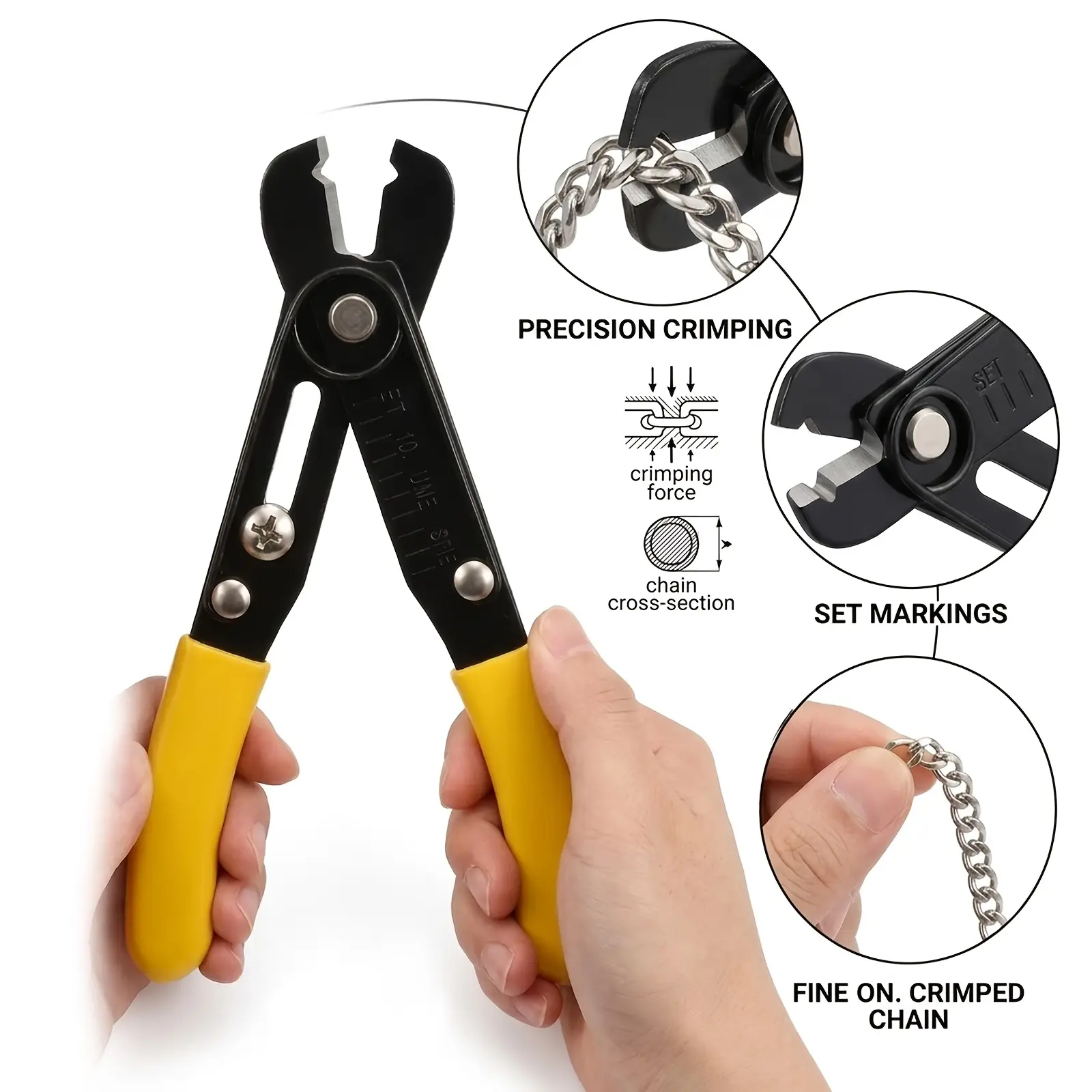 summerwins Jewelry Chain Pliers, Riveted Hand Tool with Adjustable Toothless Clamp & Cutting Feature, Smooth Jaw, Sturdy Structure, Easy Operation, for Jewelry Chain Opening Closing Installation