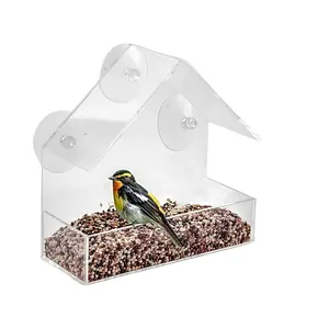 House Transparent Window Wild Bird Feeder Outdoor Removable Suction Cups Sliding Automatic Birds Feed Tray for Garden Patio Yard