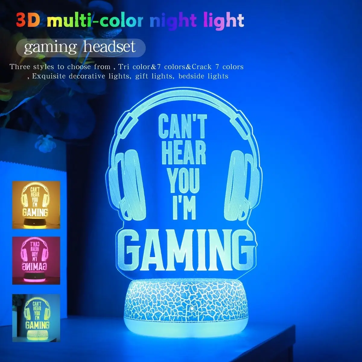 3D Color Changing Night Light, USB Powered Touch Dimmable Lamp, Acrylic Transparent Table Lamp for Home Decor, Gaming Room Ambiance, Decorative Led Light, Bedroom Led Lights, Led Decoration Lamp, Ambient Led Lighting