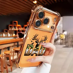 Camouflage Deer Antler DAD Print Phone case for iPhone 17 Air 16 15 16e 14 13 12 11 Pro Max Plus X XS Full Body Protection Shockproof Soft Silicone Cover Four-corner Thickened