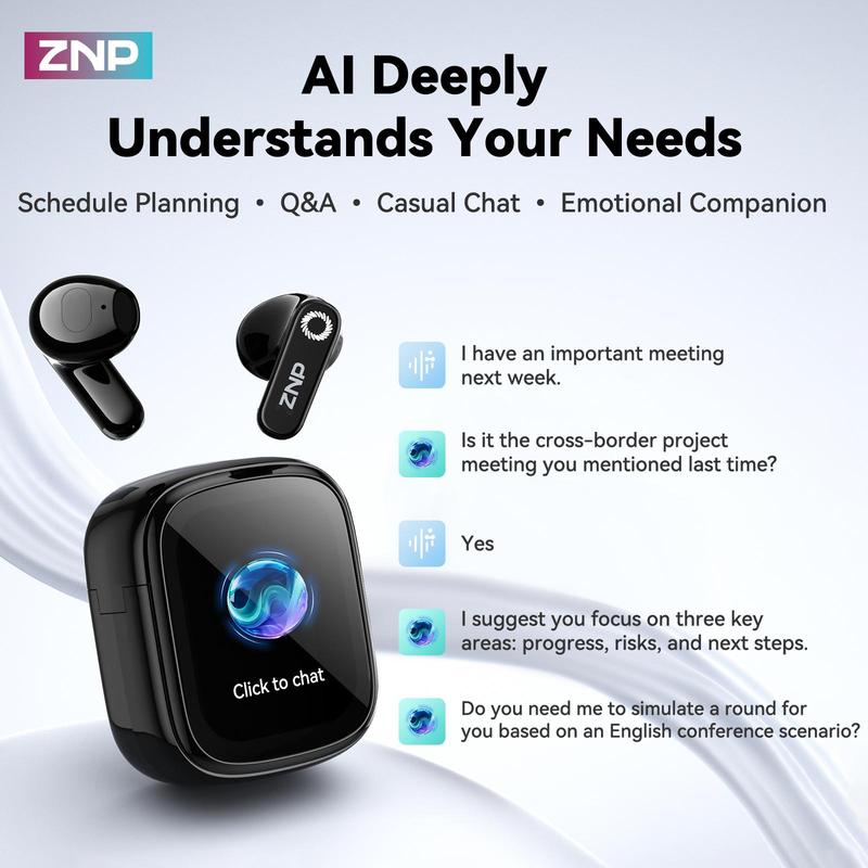 ZNP-N02 AI Intelligent Dialogue, AI Earphones: An AI robot designed for conversation, emotional companionship, and ease of use. Customizable character, suitable for both boys and girls. AI dialogue capabilities, suitable for games and learning.