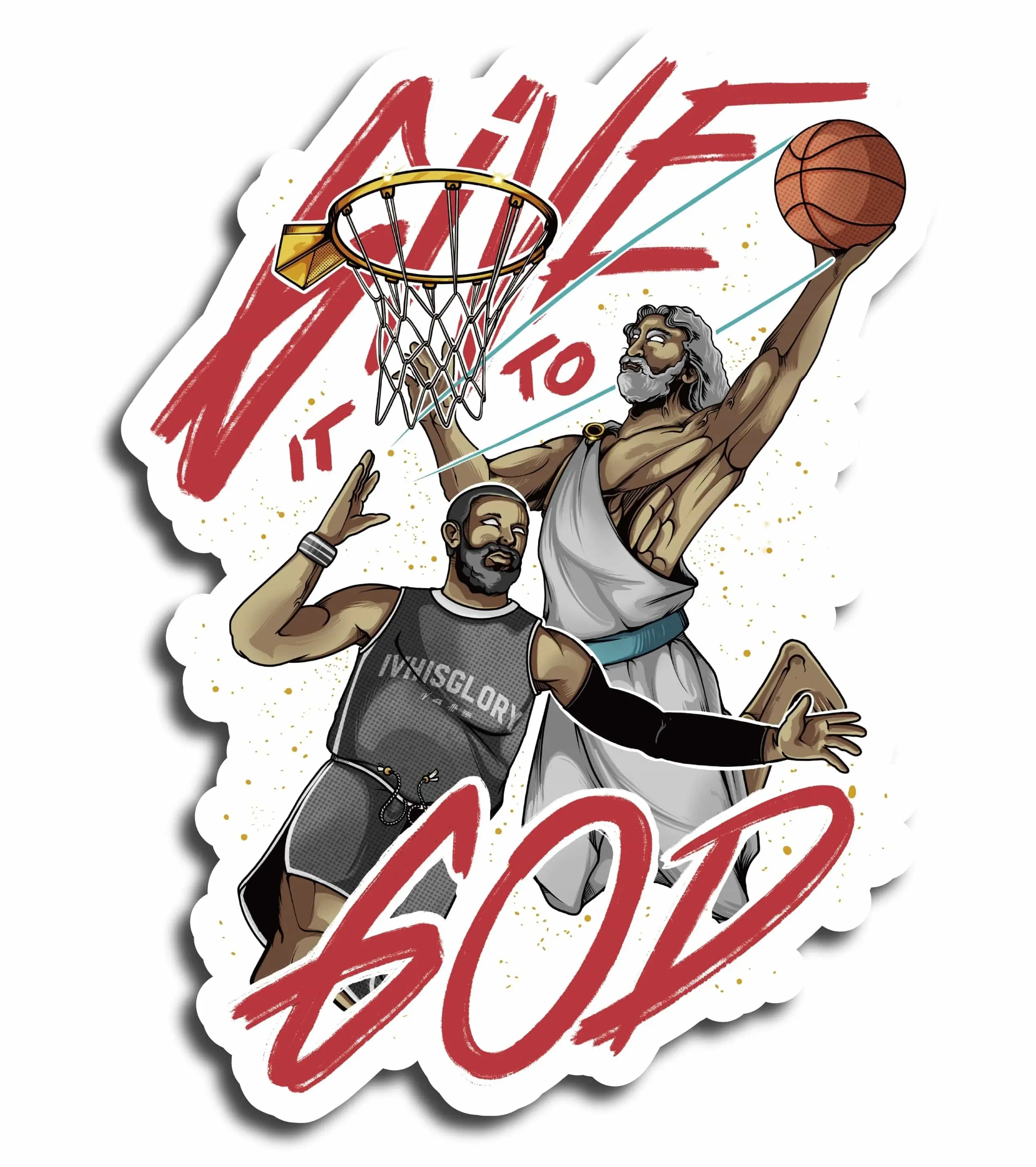 Give It To God Basketball Sticker - Inspirational Design for Sports Fans - Perfect for Jerseys Sticker size 3 inches