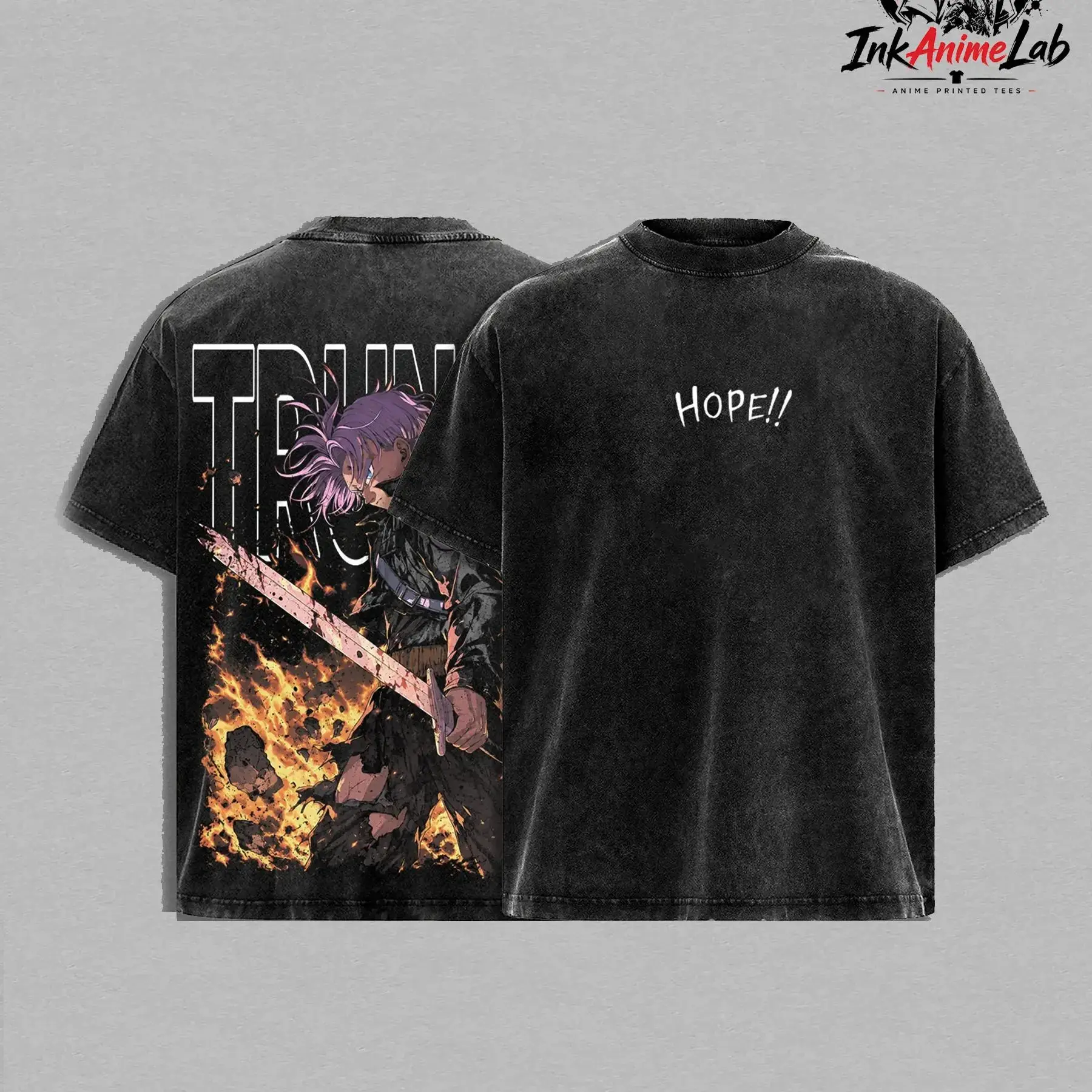 Future Trunks DBZ Graphic Tee - Vintage Washed Unisex Streetwear Shirt for Anime Lovers. Dragon Ball Z Retro Saiyan T-Shirt, Oversized Y2K Aesthetic Anime Merch, Perfect Gifts for DBZ Fans & Otaku. Trendy Japanese Manga Anime Clothing Everyday Outfits