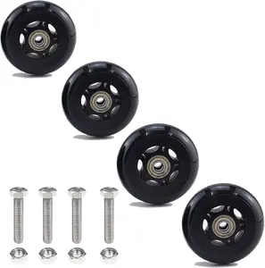 2.5" x 1" 4 count Chair Caster Wheels 2.5 Inch PU Caster Wheels Just Wheel, Small Plate Casters, Roller Wheel with Bearing Office Chair Wheels Storage Cart Rolling Cart
