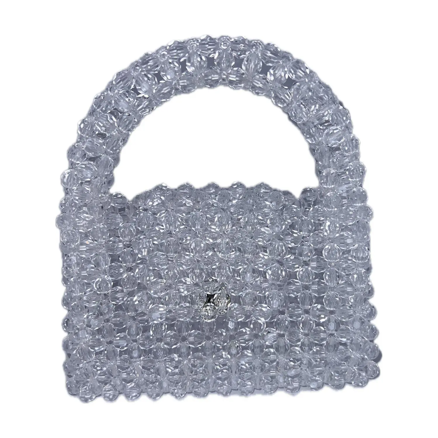 Handmade Crystal Beaded Bag Women's Beaded Handbag with Clear Accents Handcrafted Bag Stylish Bag Hand Shoulder Bag