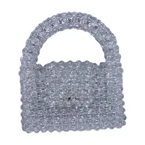 Handmade Crystal Beaded Bag Women's Beaded Handbag with Clear Accents Handcrafted Bag Stylish Bag Hand Shoulder Bag