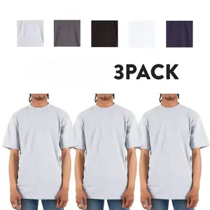 3 Pack Men's Max Heavyweight T Shirts, Short Sleeve Crewneck Casual Plain Classic Heavy Cotton Tee, Regular Fit S to 5XLT
