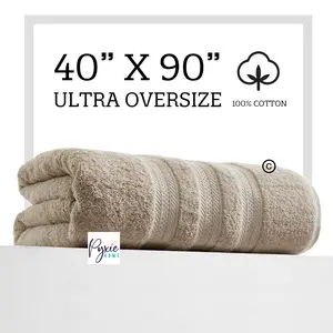 For Plus Size - Ultra Extra-Large Bath Towel - 40"x90" - Ultra Oversize Bath Sheet - 100% Cotton - TAUPE COLOR