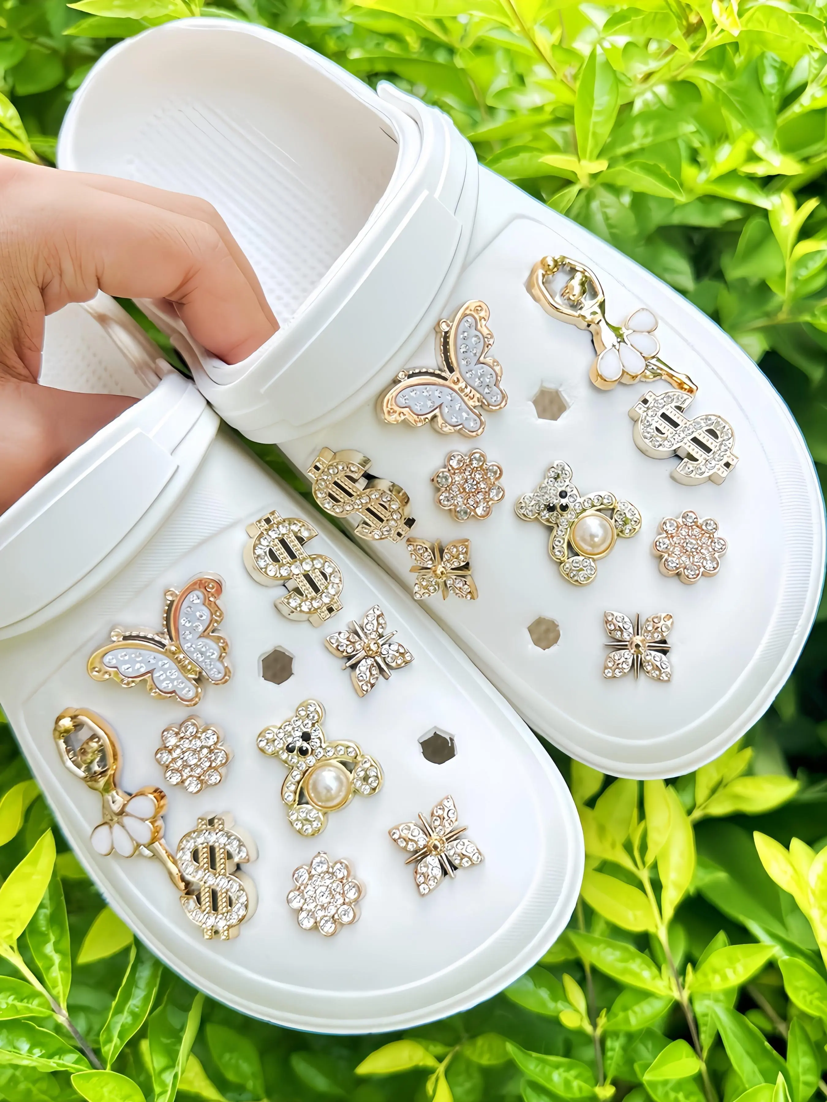 Cute Butterfly & Bear & Flower Design Shoe Charms, Fashionable Novelty
