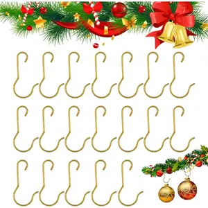 Ornament Hooks, Christmas Ornament Hangers, 100 PCS Christmas Ornaments Hooks, Gold Ornaments Hook with 1 PCS Storage Box for Xmas Trees, Small Xmas Hook Hangers Anchors for Xmas Tree Decorations