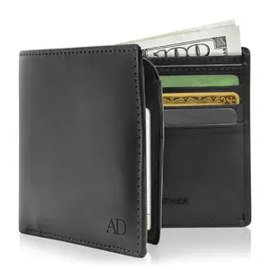 Faux Leather Bifold Wallets For Men - Non Leather Mens Wallet With ID Window RFID Gifts For Him