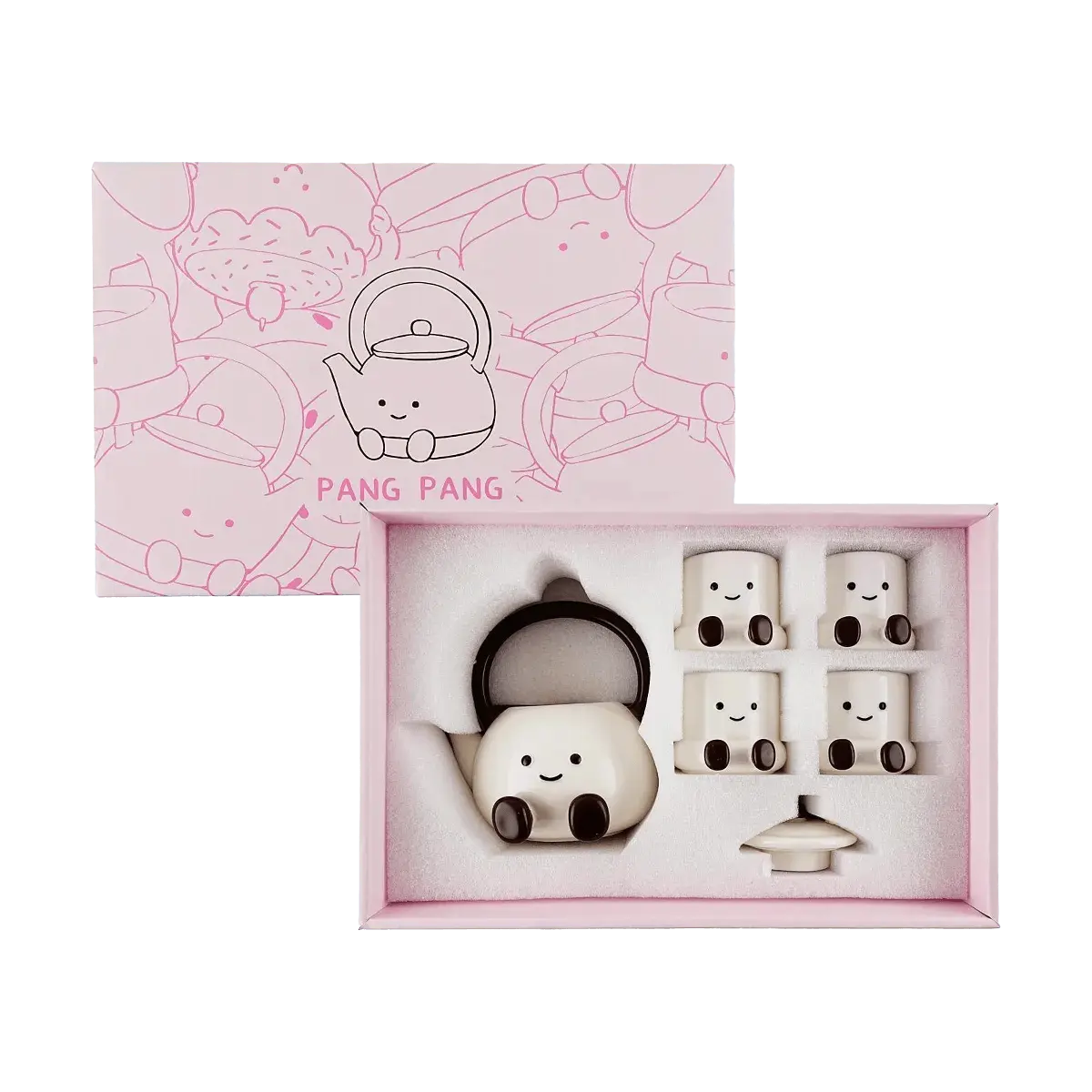 KAWASIMAYA Pang Pang Teapot Set with 4 Cute Mugs - Adorable Ceramic Tea Set for Cozy Moments,Mother’s Day gift KAWASIMAYA Pang Pang Teapot Set with 4 Cute Mugs - Adorable Ceramic Tea Set for Cozy Moments,Mother’s Day gift