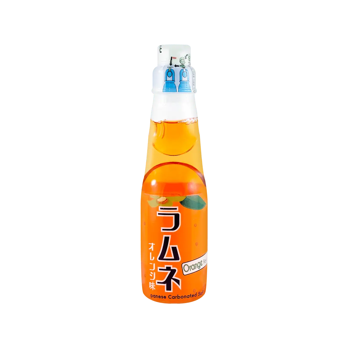 FUJIYA Miyako Ramune Soda Orange Flavor - Japanese Carbonated Drink 200ml