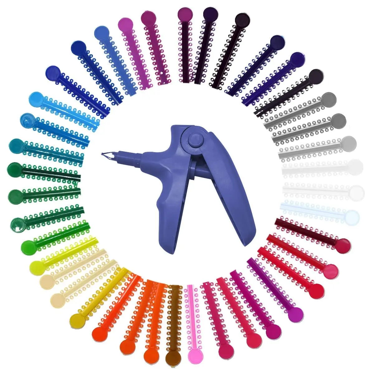 Orthodontic Ligature Ties Kit - 1040 Multi-Color Hypoallergenic Elastic Rubber Bands Braces Dental Accessory, 1 Ligature, Non-Slip Handle Complete Tool Set With Procedures Guide, Ergonomic Design