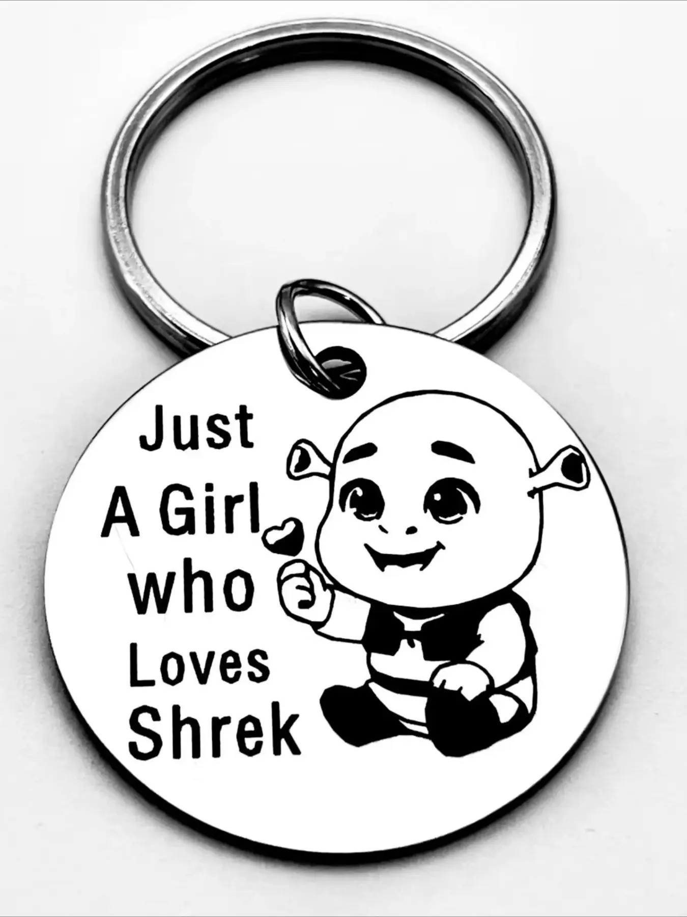 1pc Fashion Stainless Steel Cartoon Character Keychain，Perfect Gift  on festival，Cute Gift for Girls Who Love Shrek Keychain Pendant