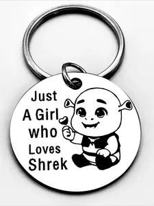 1pc Fashion Stainless Steel Cartoon Character Keychain，Perfect Gift  on festival，Cute Gift for Girls Who Love Shrek Keychain Pendant