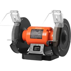 Father's Day Gift VEVOR Bench Grinder, 8-inch Single Speed Bench Grinder, 3450RPM High-Speed Table Grinders with 350W 3.0A Induction Motor, 36/60-Grit Grinding Wheel & Adjustable Eye Shield for Fast Sharpening Grinding
