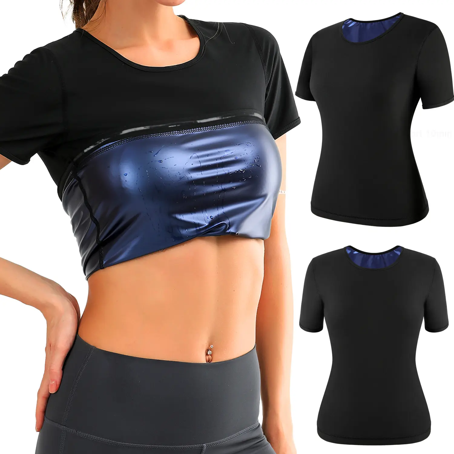 Women's Solid Short Sleeve Sauna Tank Top, Sauna Suit for Women, Athletic Sauna Tank Top Tee Shirt for Women, Workout Gym Exercise Clothing, Workout Tops, Athletic Yoga Tops, Sauna Sportswear, Womenswear dealsforyoudays