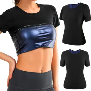 Women's Solid Short Sleeve Sauna Tank Top, Sauna Suit for Women, Athletic Sauna Tank Top Tee Shirt for Women, Workout Gym Exercise Clothing, Workout Tops, Athletic Yoga Tops, Sauna Sportswear, Womenswear dealsforyoudays