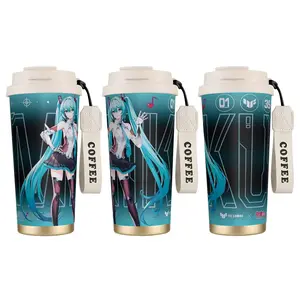 1pc Hatsune Miku Coffee Cup Cartoon, Anime Idol Style Design, Blue Twin-Tail Kawaii Aesthetic, 18oz Leakproof Insulated Thermos Mug, Perfect for Coffee, Tea & Cold Drinks, Gift Idea