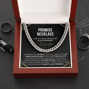 Promise Necklace for Him, Sentimental Gifts for Boyfriend, BF Gift for Birthday, Gift Ideas for Boyfriend, Cuban Link Chain